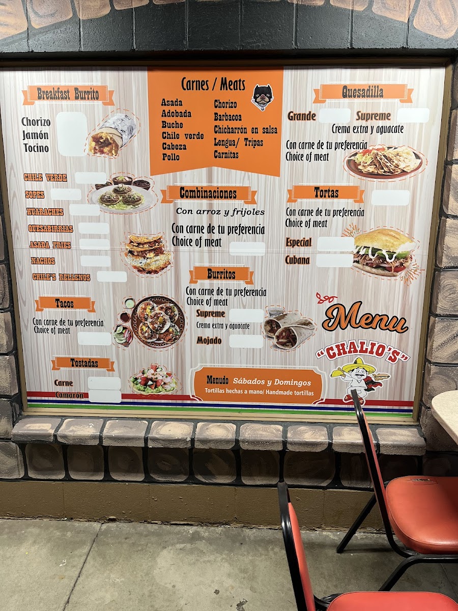 Tacos y Tortas Chalio's 4 Menu - Image 1